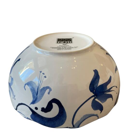 222 Fifth AYLA Blue Floral Porcelain 7in Cereal Bowls Set of 4 Spring Easter New - Picture 8 of 16